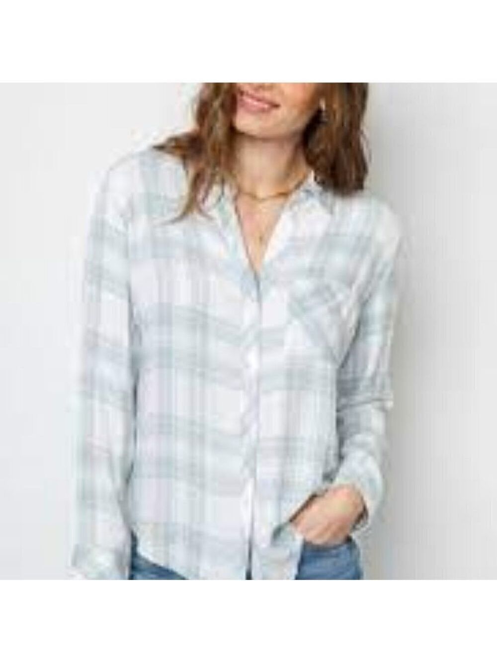 Rails Hunter Mint Peony White Long Sleeve Button Down Shirt Size S